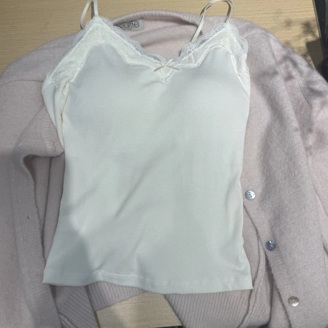【dd】bm蕾丝边带胸垫吊带女士内搭上衣美背舒适修身显瘦