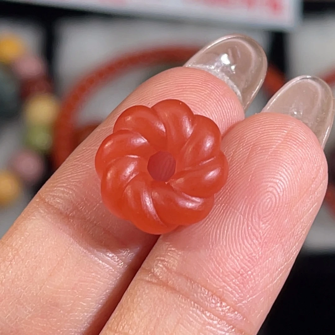 南红玛瑙未镶嵌大黑洞花环配饰14.3*5.7不退换