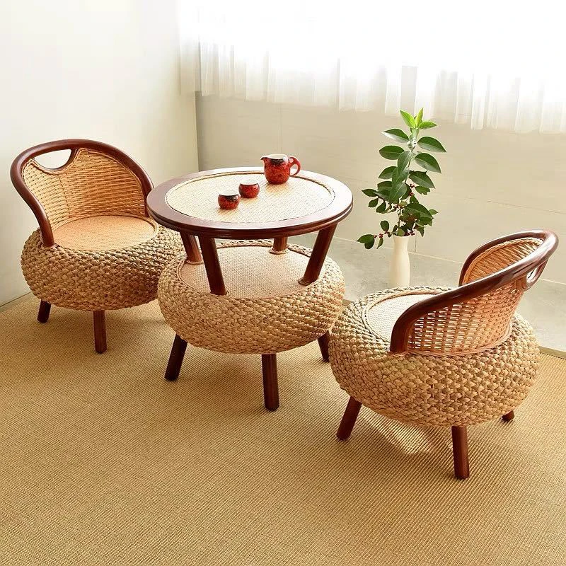 YZ012（林艺舎）纯手工中式天然藤条编织家居户外两用单人靠背椅