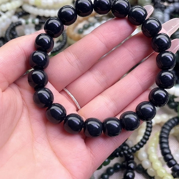 手链未镶嵌和田玉墨玉卡10