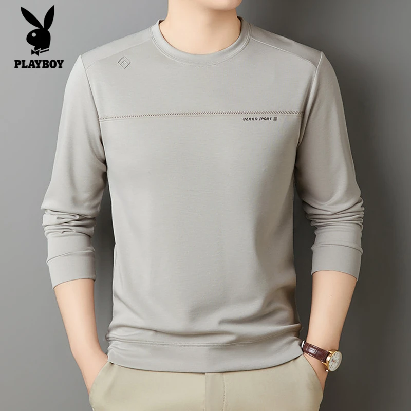 花花公子2025秋季高档男士时尚百搭圆领卫衣休闲长袖潮流打底衫