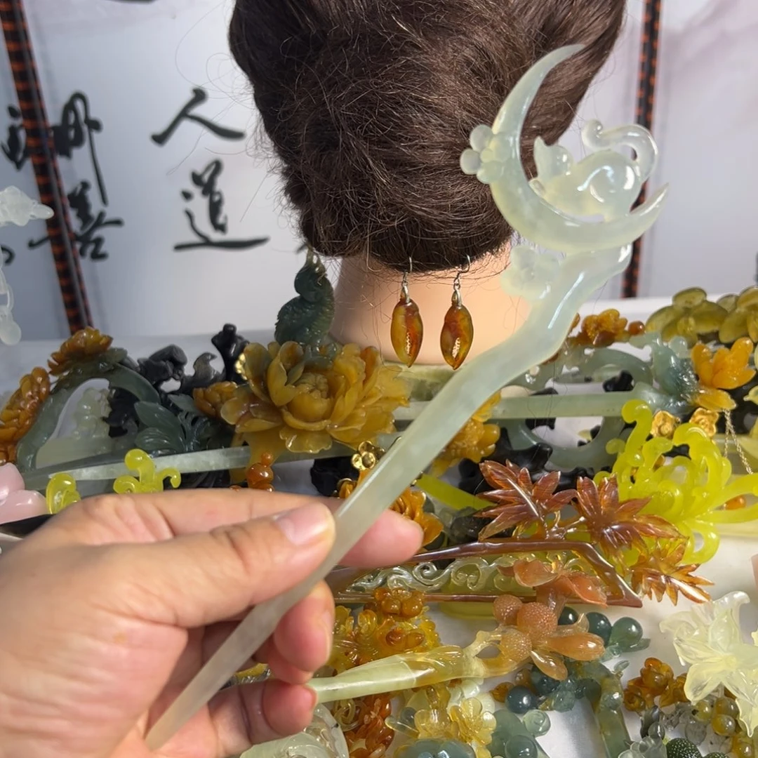 蛇纹石玉未镶嵌发饰