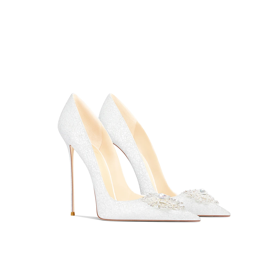 银色气质绝美法式甜美礼服公主风2025秋冬季新款尖头细跟高跟鞋女