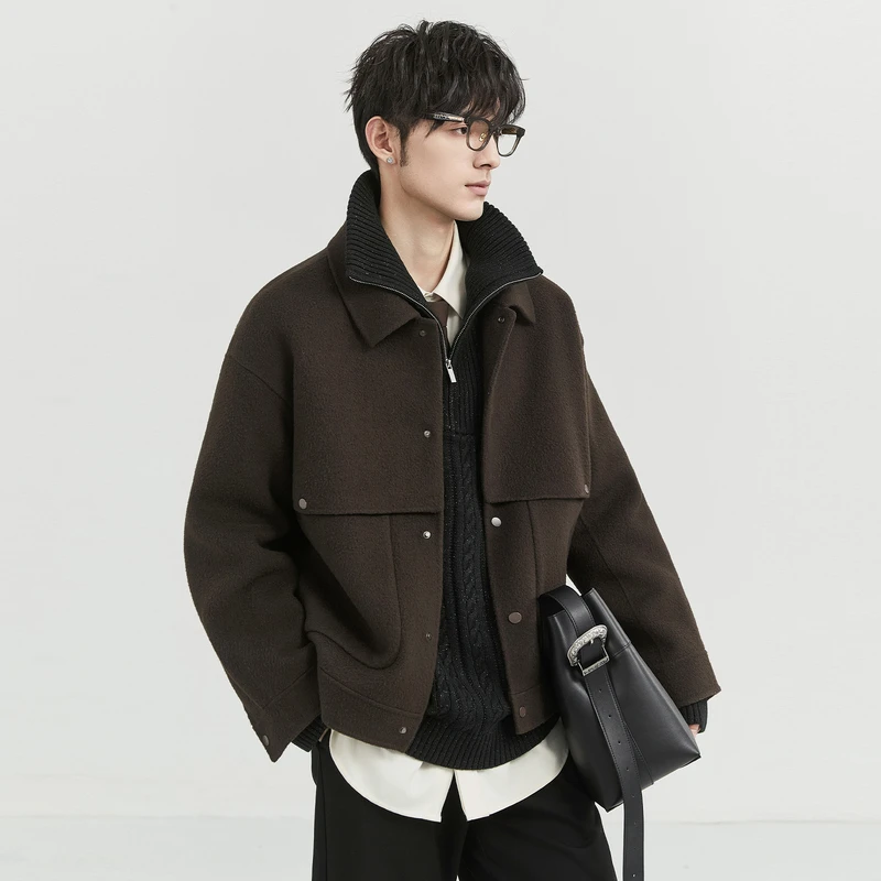DH初冬双面呢夹克男士短款休闲宽松潮流韩版百搭简约Z441816