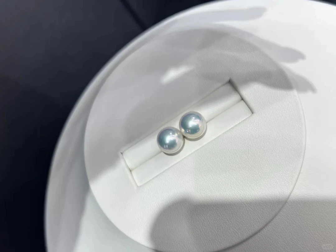 9-10mm  空姐素钉正圆 极光几乎无暇 时尚百搭s925银!