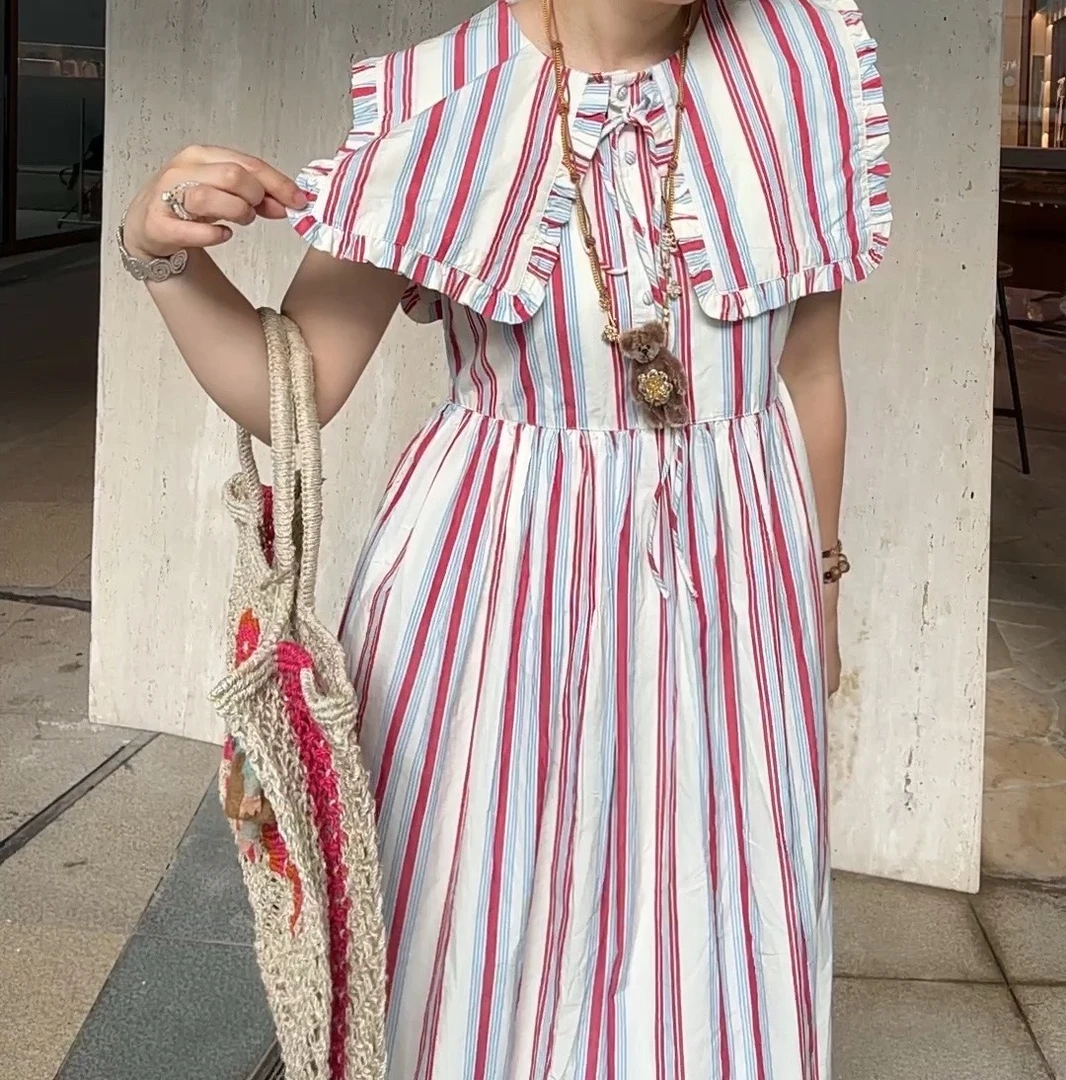 DAMSON MADDER 海军领条纹连衣裙