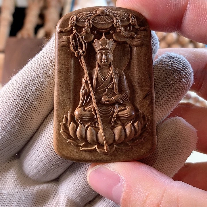 檀香木无事牌地藏王微瑕无事牌