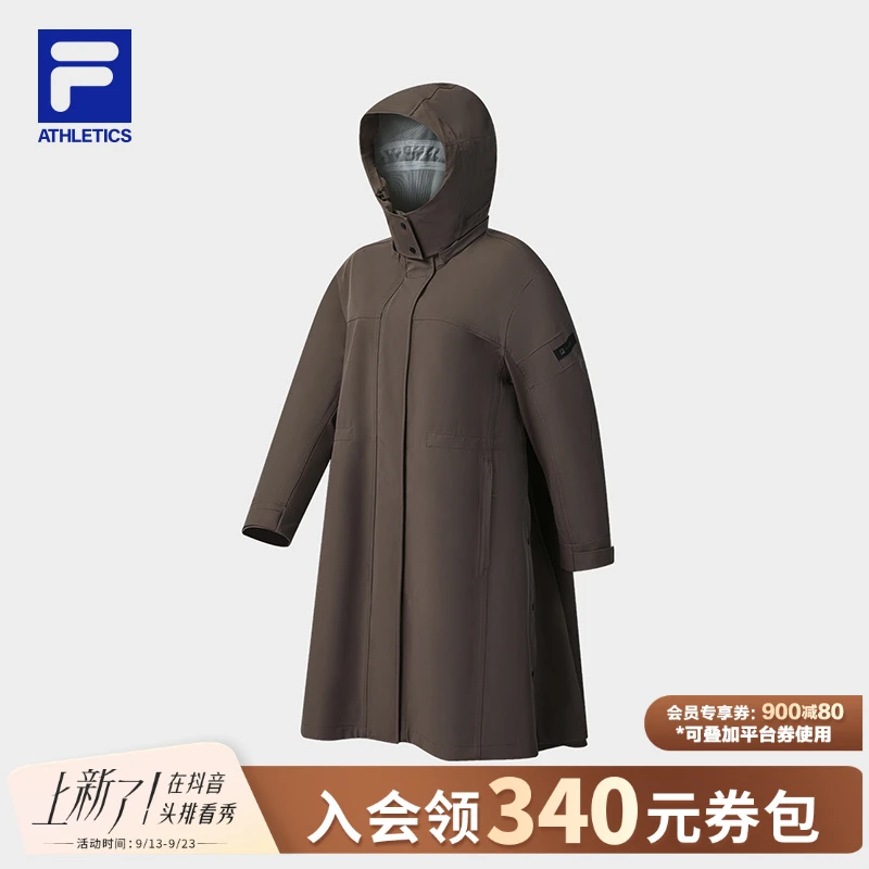 Fila/斐乐女秋冬新款【防水透湿】户外运动长款连帽外套A11W548706F