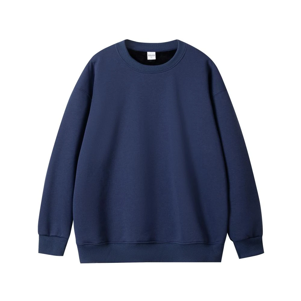 藏蓝色圆领卫衣男女同款