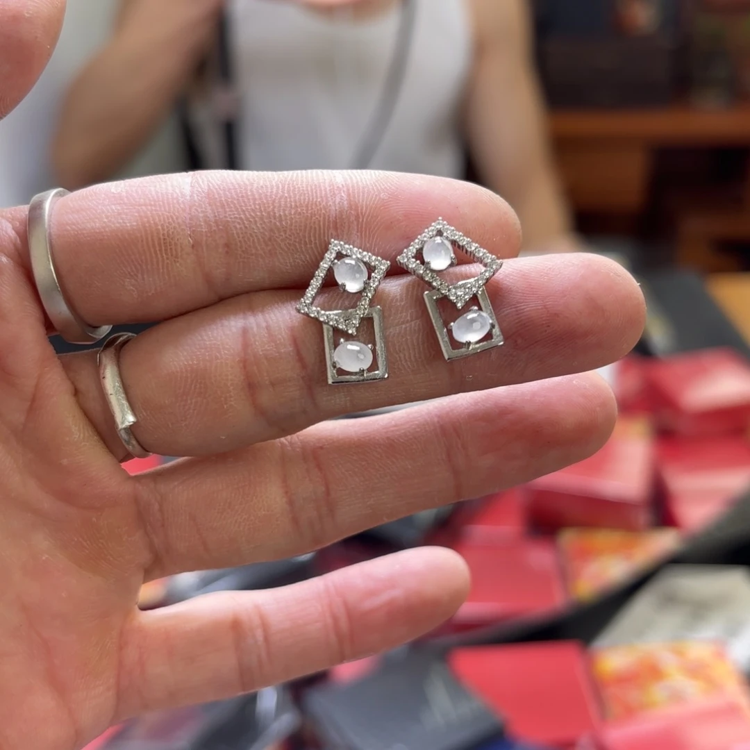 翡翠戒指银S925镀金镶嵌