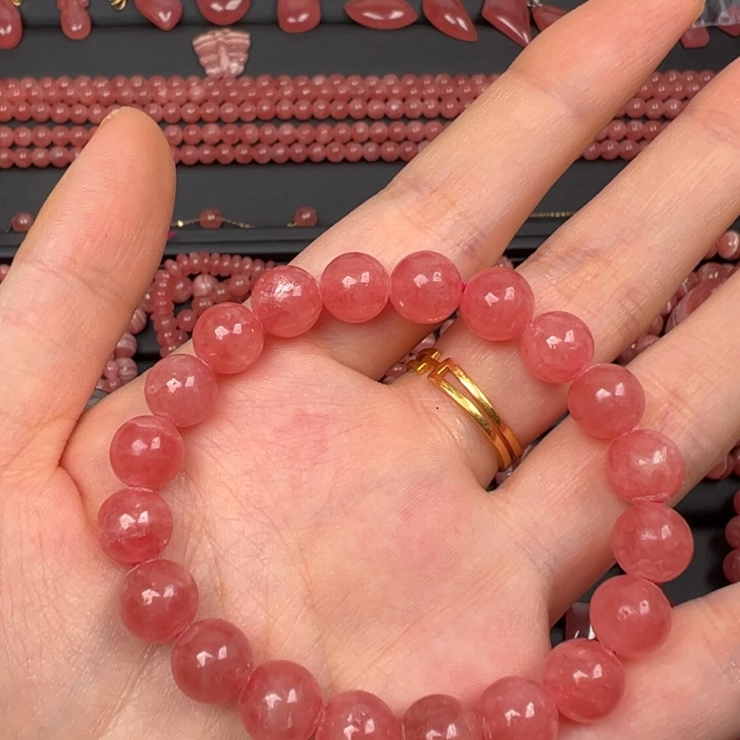 菱锰矿（红纹石）未镶嵌手绳