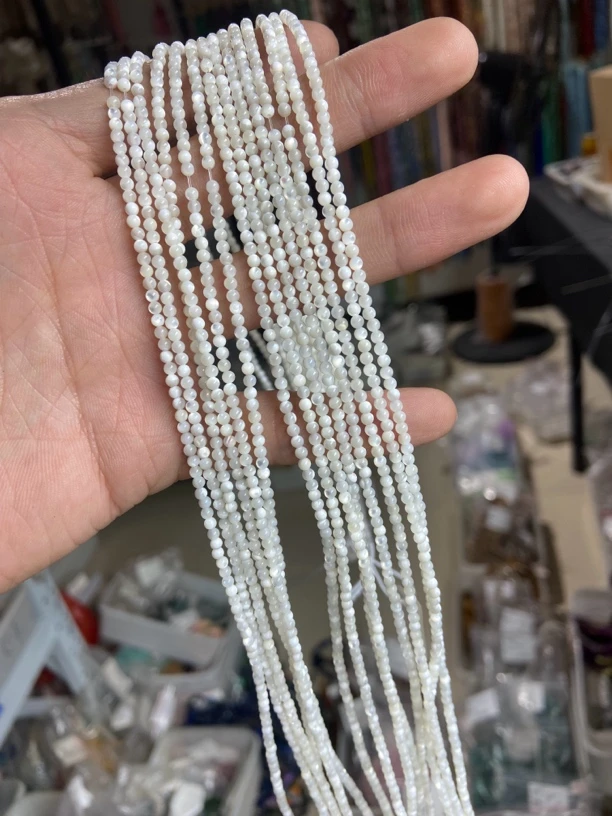 迷你2.5mm海水白蝶贝圆珠天然极细极DIY散珠配件串珠材料