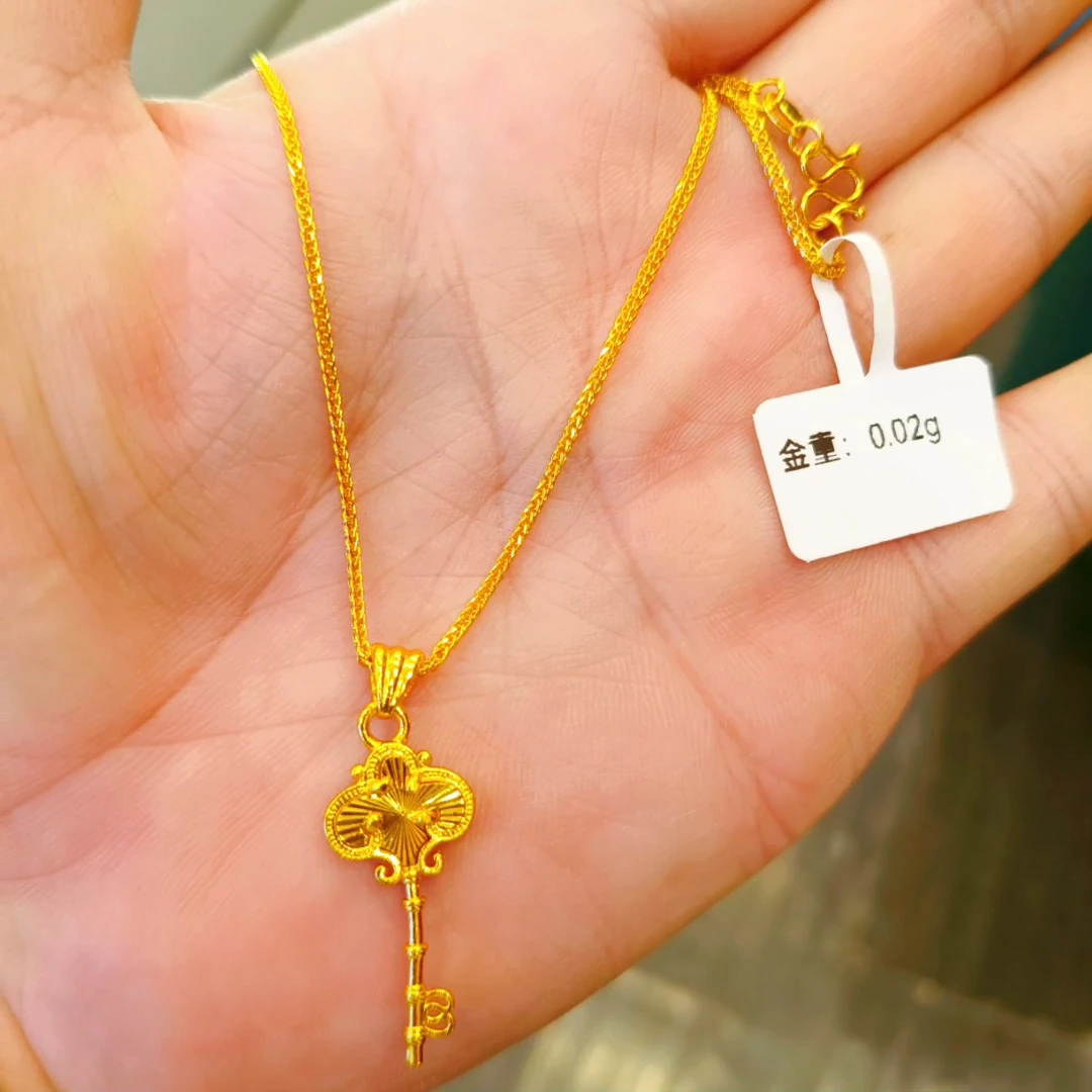 铜合金项链 قاپلىمائالتۇنزەنجىر0.02钥匙锁骨链金色饰品