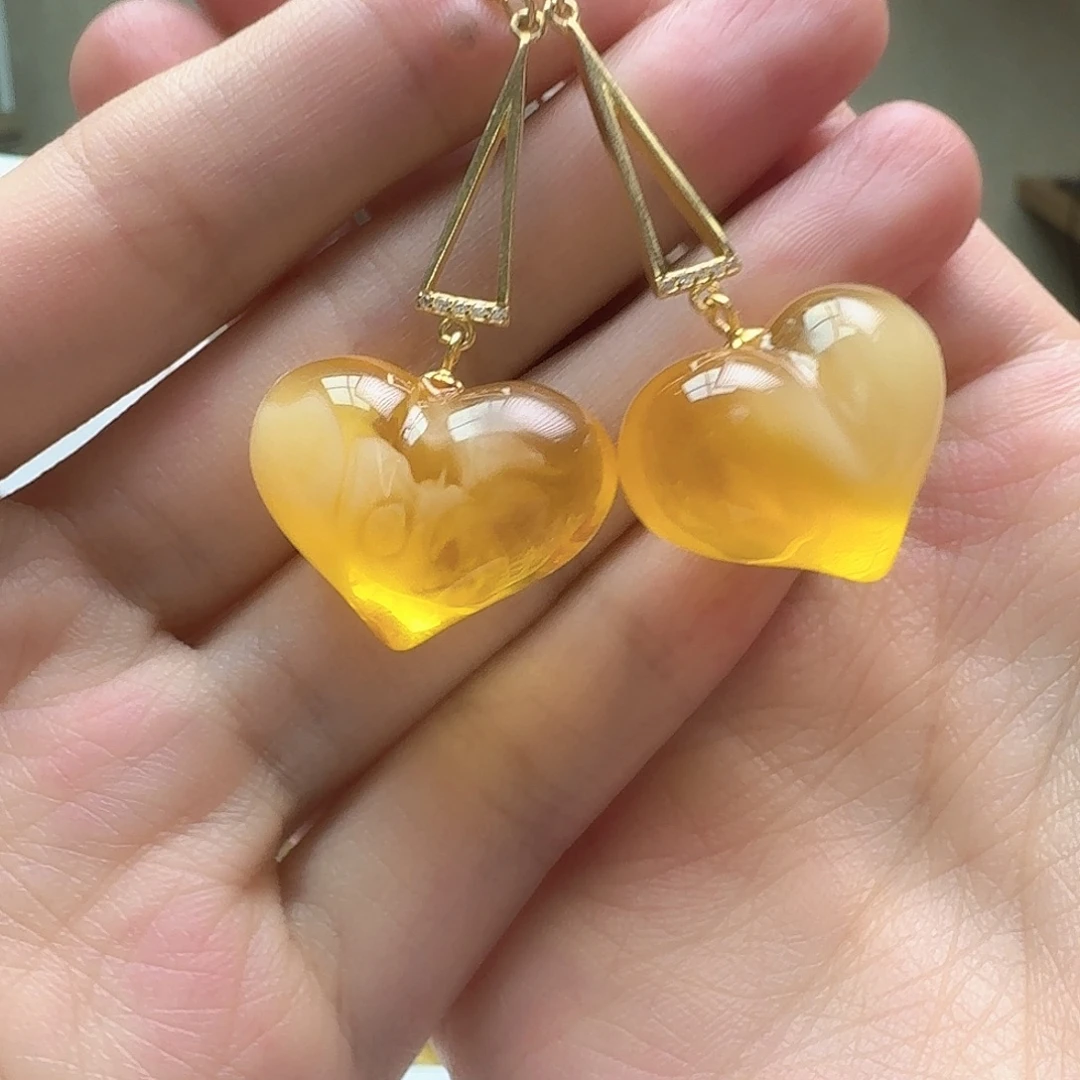 琥珀未镶嵌耳饰耳坠