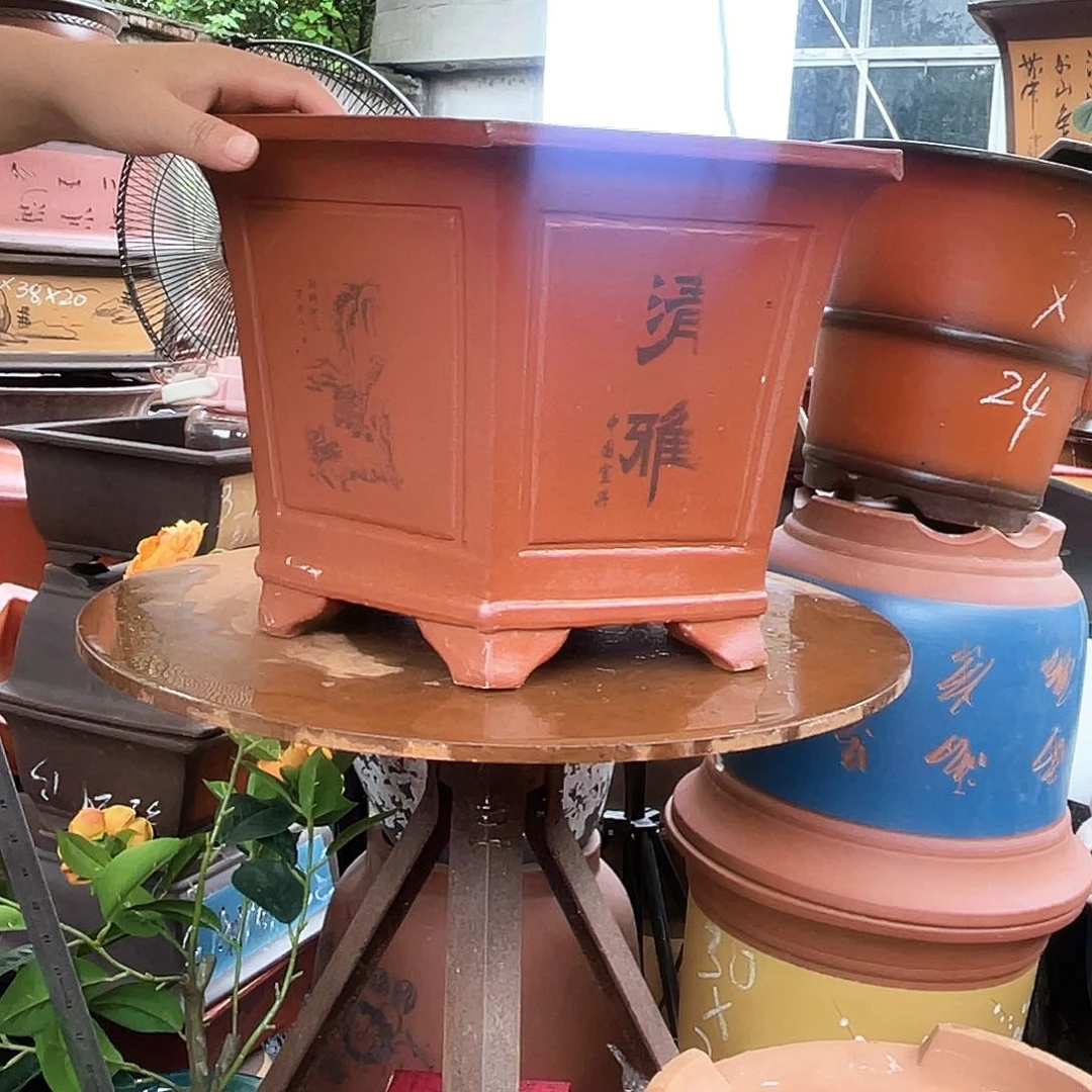 40红清雅六方花盆紫砂花盆紫砂