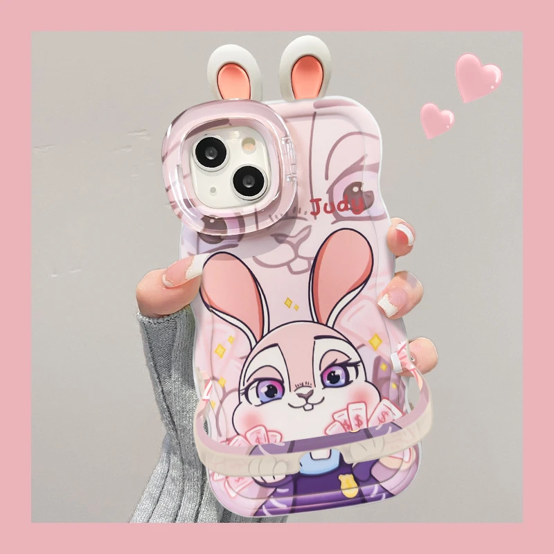 朱迪尼克耳朵适用苹果16pro华为OPPO小米VIVO手机壳隐形双支架