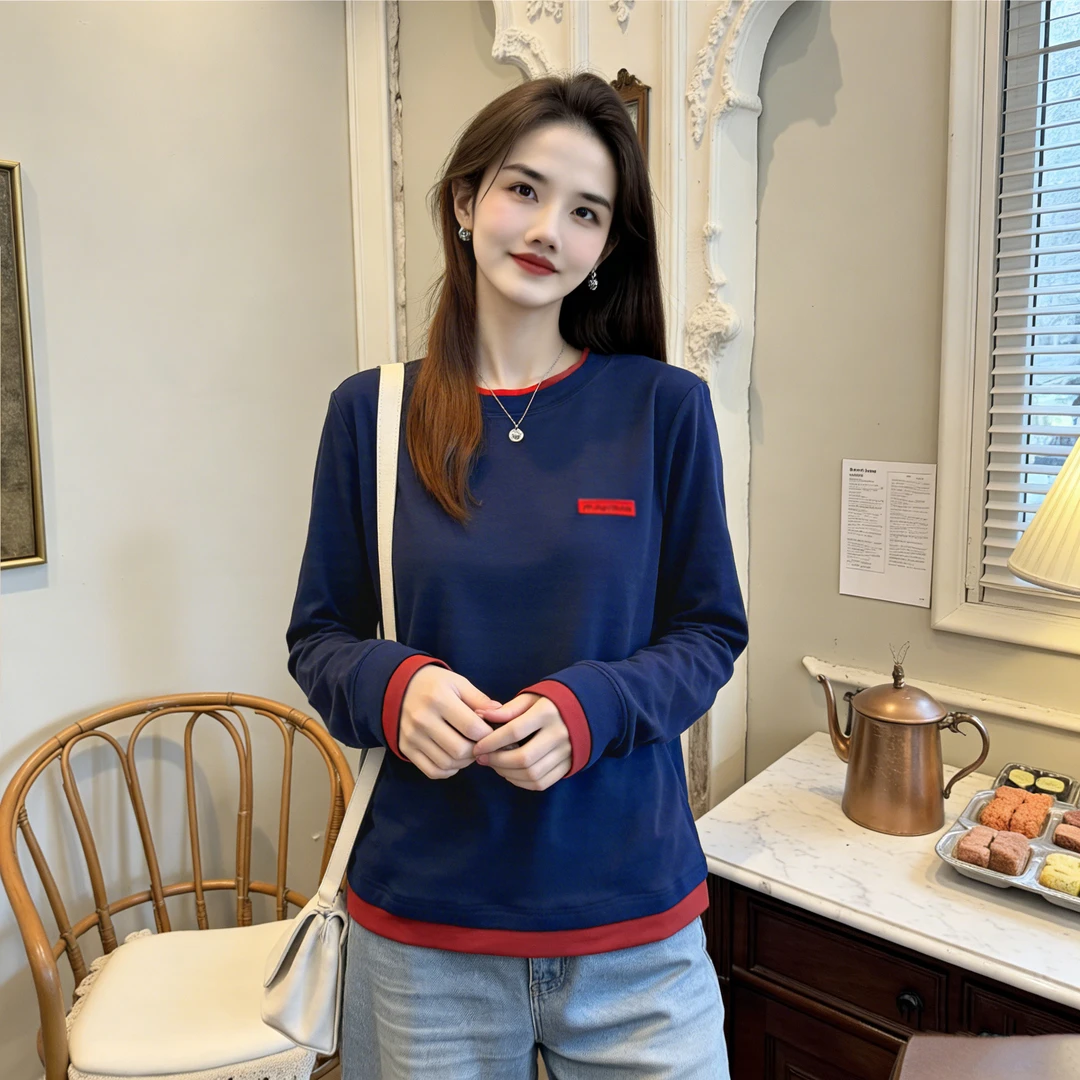 【周末艺术】正肩卫衣打底单穿卫衣宽松长袖时尚2025新款