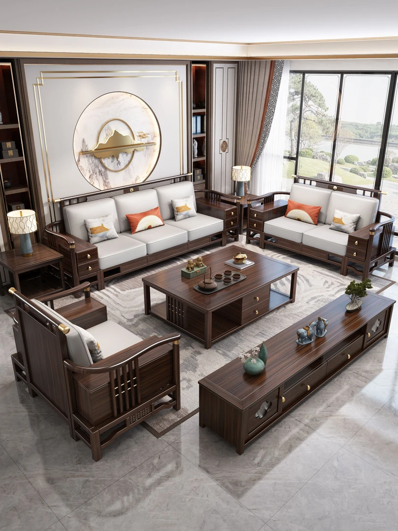 【雅木阁专属链接】乌金木新中式沙发实木家具家用客厅沙发别墅沙发