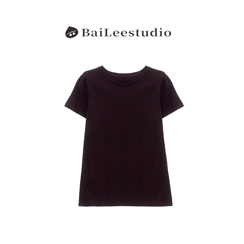【柏栗良品】2025夏季~55亚麻&45棉纯色圆领短袖T恤212835