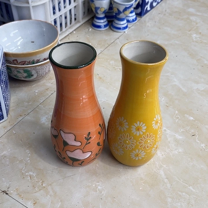摆件一对手绘花瓶摆件