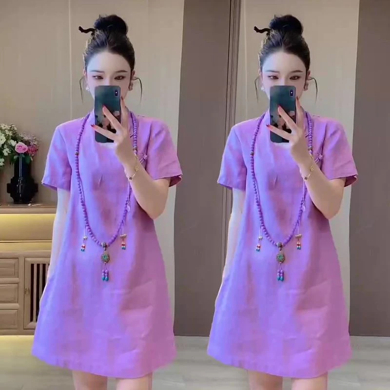 超好看洋气新中式连衣裙女2025夏季新款精致时髦显瘦复古国风裙子