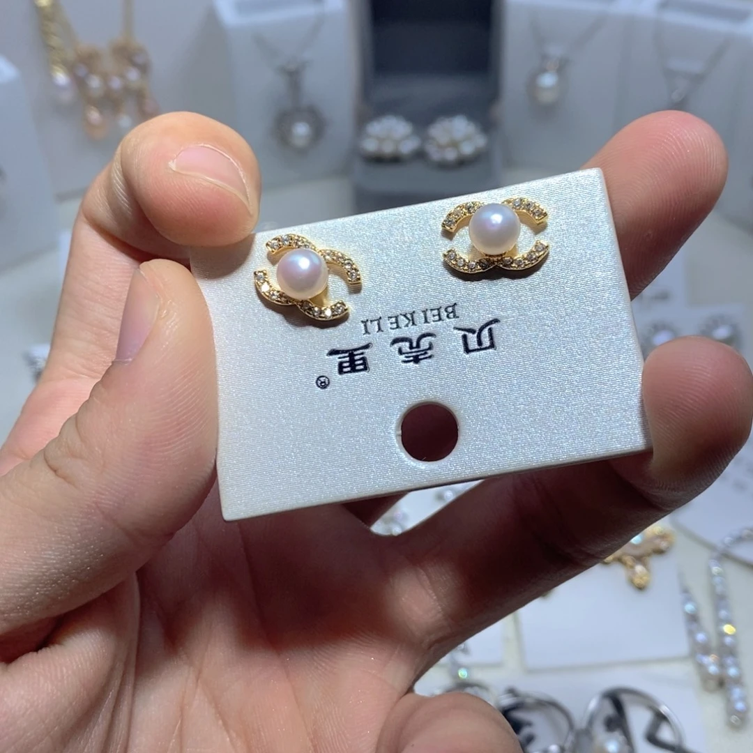 银S925镶嵌淡水珍珠耳饰