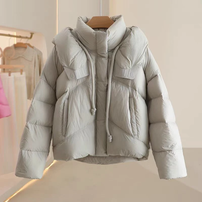 （红豆）新国标百搭时尚连帽女款90白鸭绒羽绒服9053