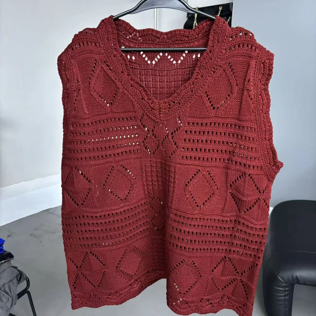 鑫鑫2025秋冬季新款流行时尚潮牌女装欧货韩系钩花针织马甲61829