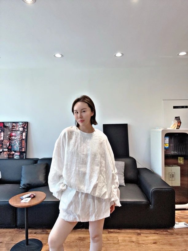 【L·C服饰】韩版圆领麻两件短裤套装