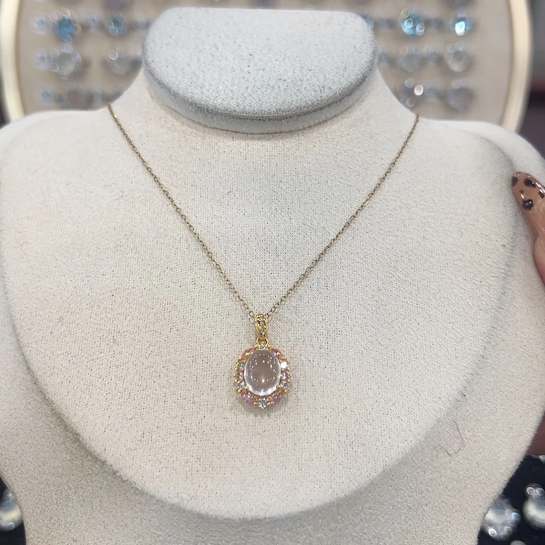 黄晶颈饰银S925镶嵌