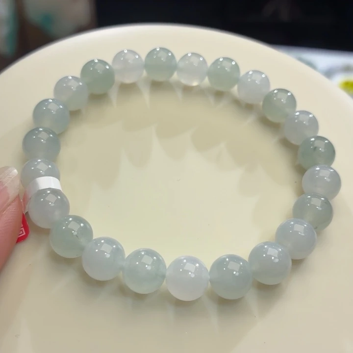 翡翠未镶嵌手链冰胶马卡龙卡8.4