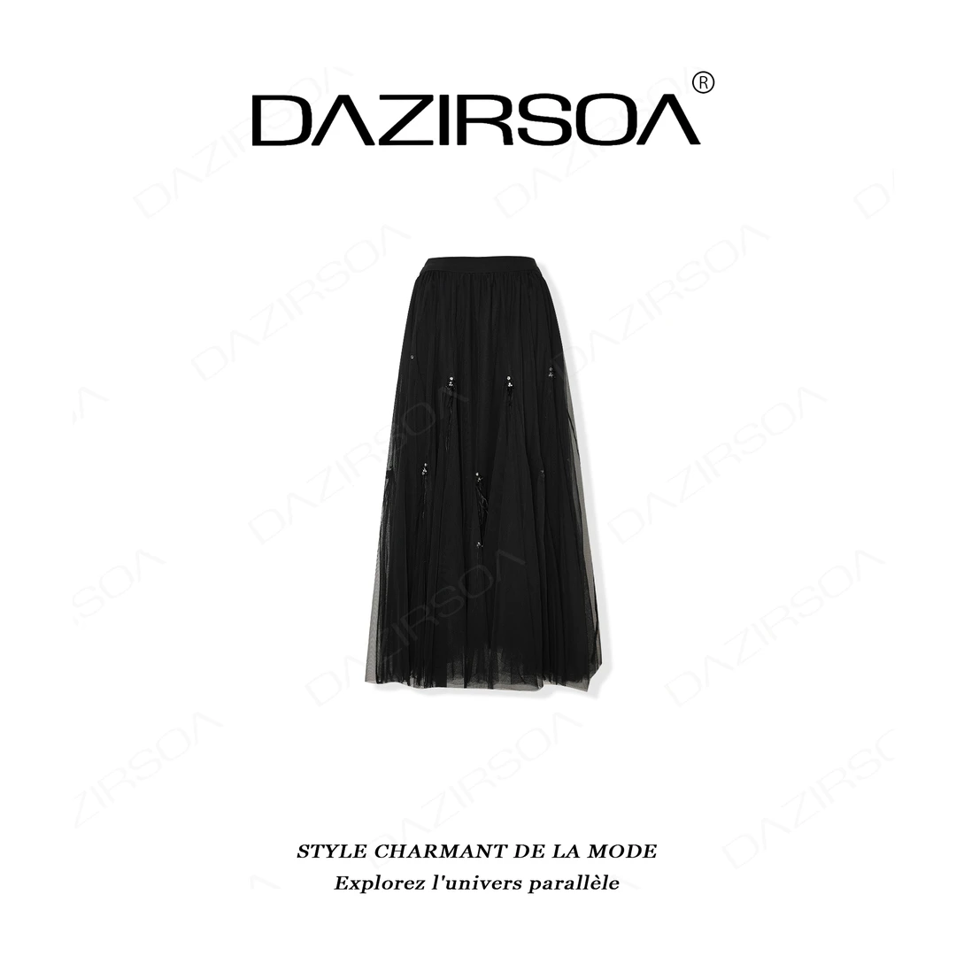 DAZIRSOA/达姿"悄然绽放”时尚百搭简约纱纱气质半身裙 Y631