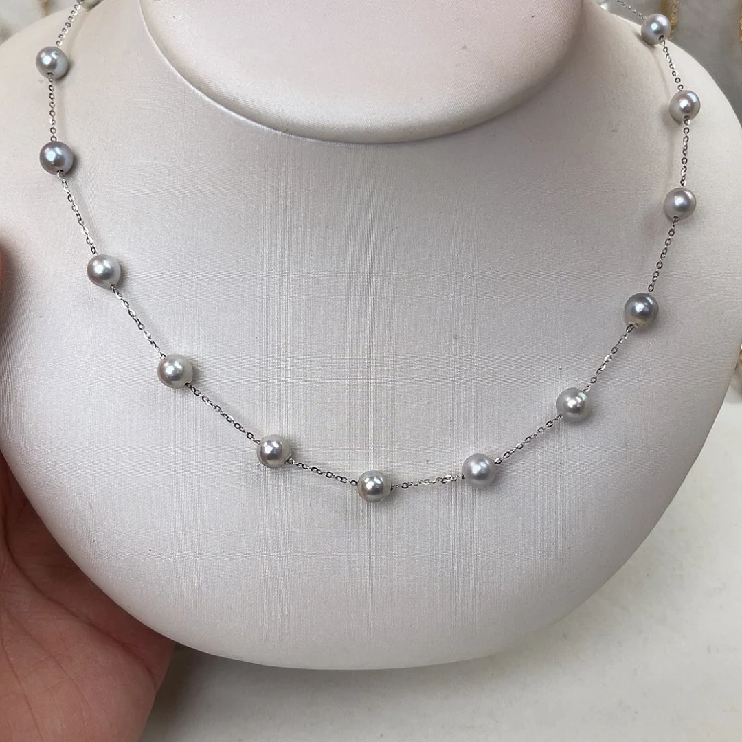 海水珍珠银S925镶嵌颈饰