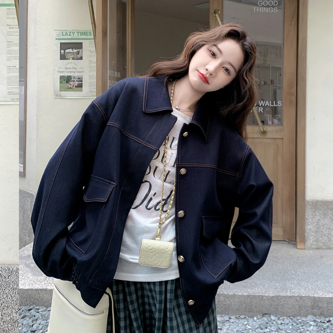 复古设计感时髦百搭高级感上衣女秋季新款气质减龄仿牛仔夹克外套