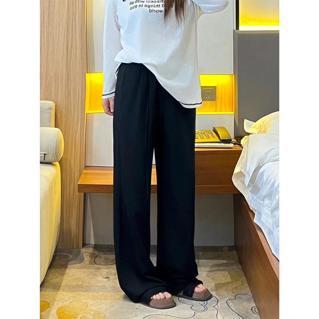 珐琅暮色/慵懒风微皱肌理松弛休闲裤13949花契大码200斤胖mm春季