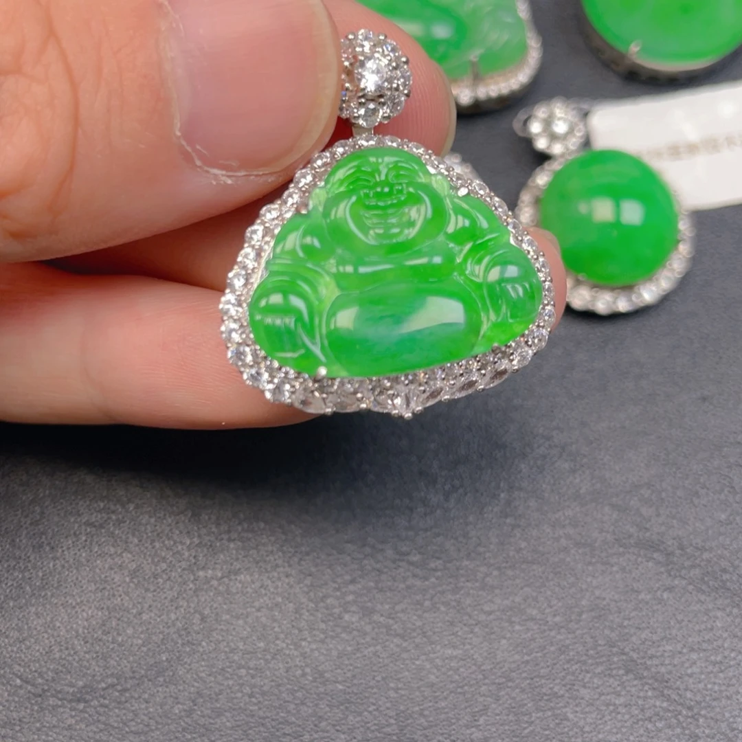 翡翠银S925镶嵌吊坠(不含链)