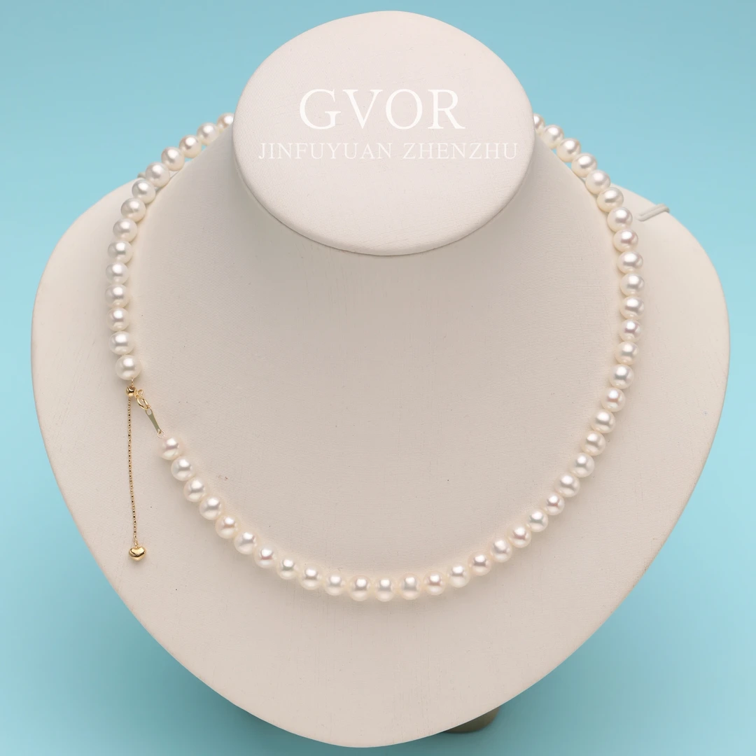 【25年新品丨极光无核精选】5.5-7mm G18k淡水白珠项链 C364