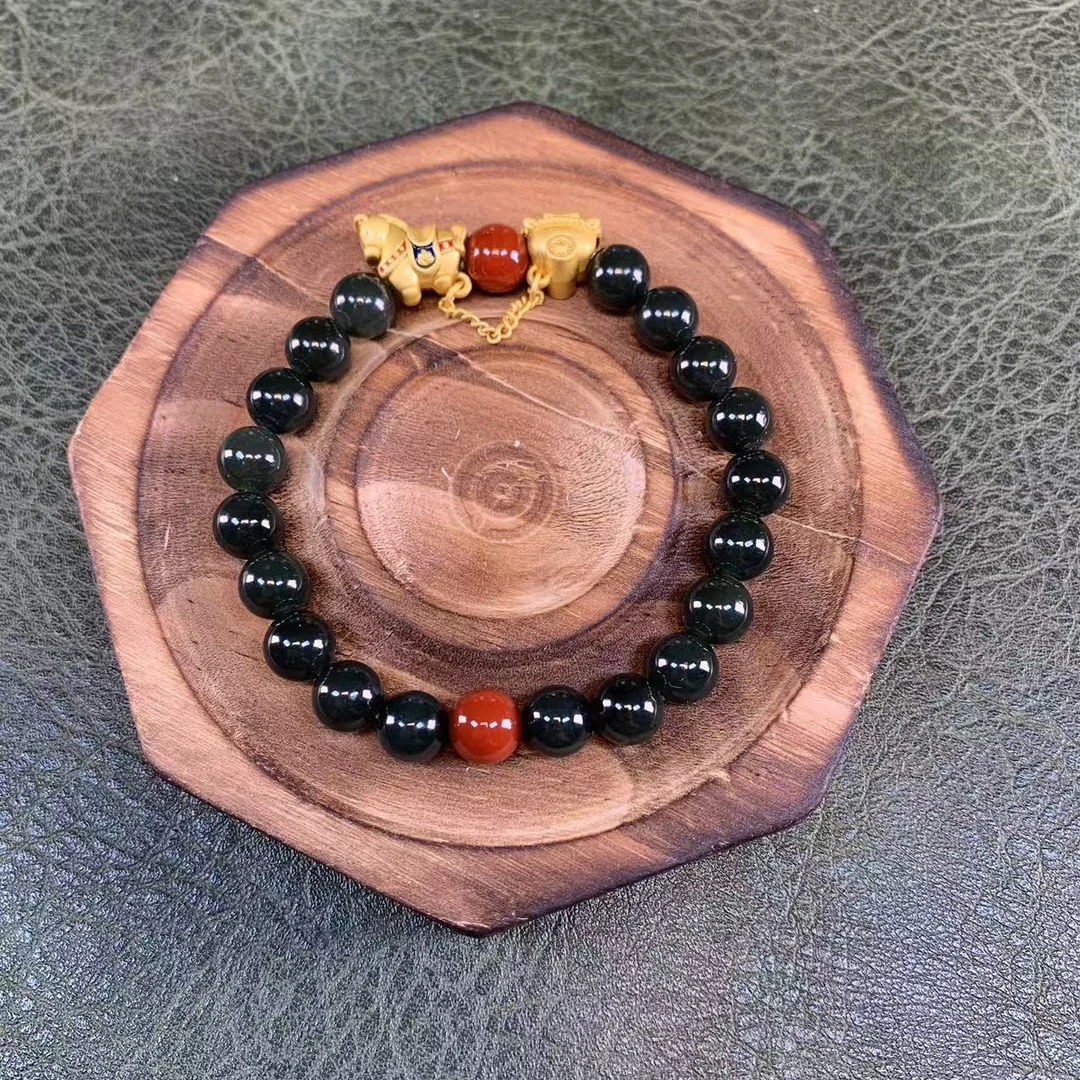 【马年限定-马上有财款】和田玉+南红配珠单圈手串MK1094