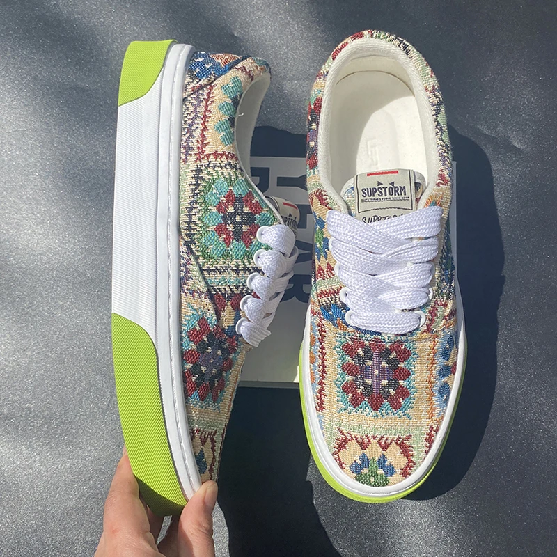 绿色板鞋低跟圆头百搭休闲板鞋潮流帆布鞋男士男鞋女鞋大码国风鞋