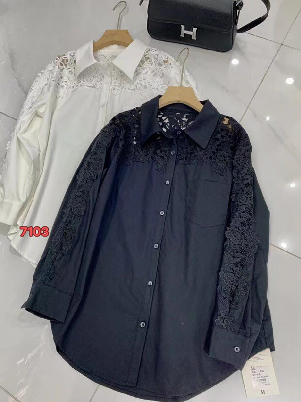 7103意凡宽松型春季百搭拼接韩版衬衫牛仔长袖设计感小众