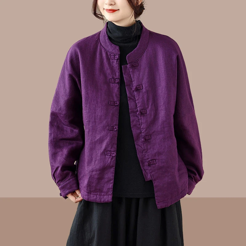 秋冬棉轻薄款紫气东来新国风魅力紫韵盘扣立领洋气高级感百搭棉衣