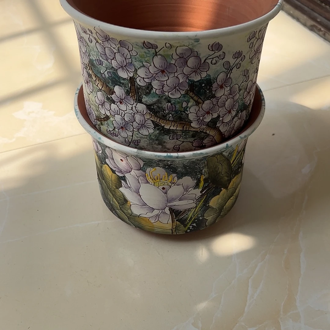 落***～景德镇炫彩手绘景德镇陶瓷花盆