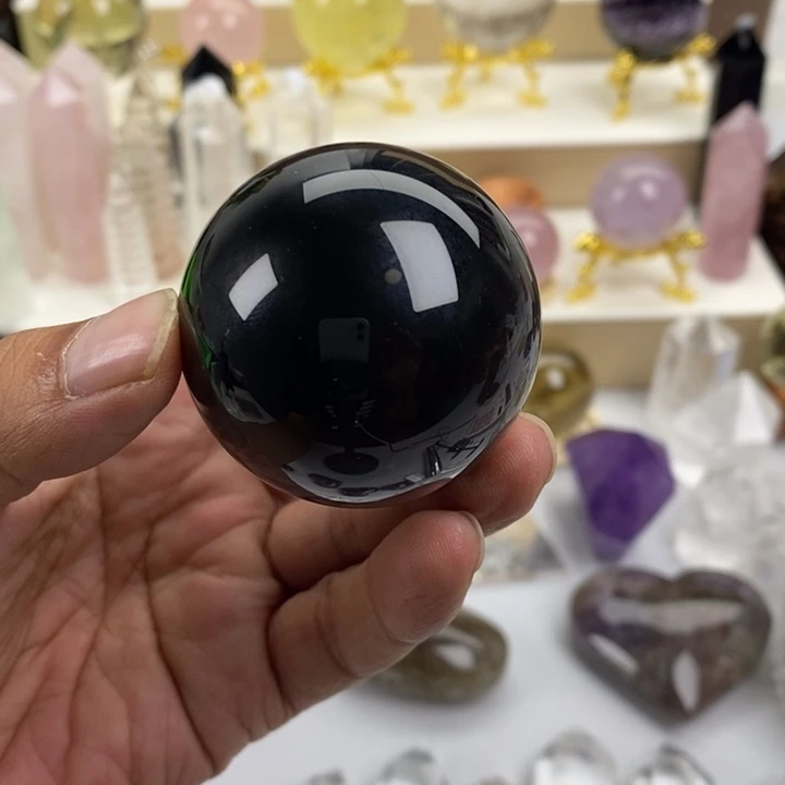 天然彩曜石球摆件16