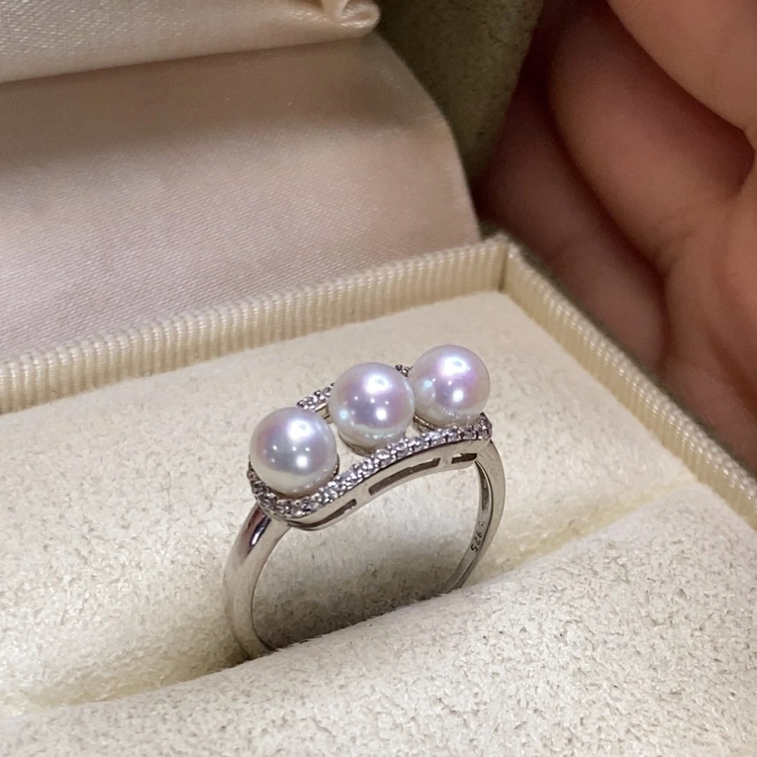 淡水珍珠戒指银S925镶嵌
