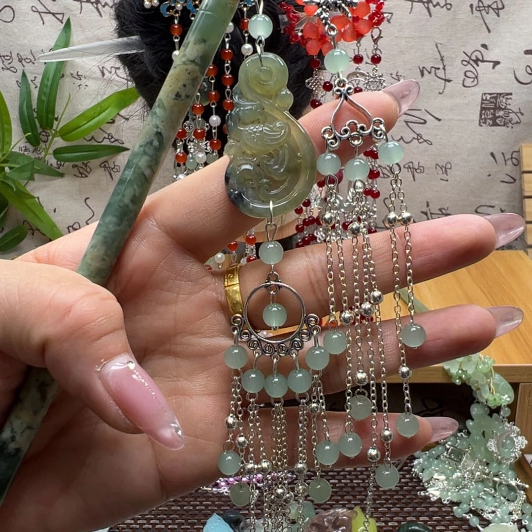 蛇纹石玉合金发饰