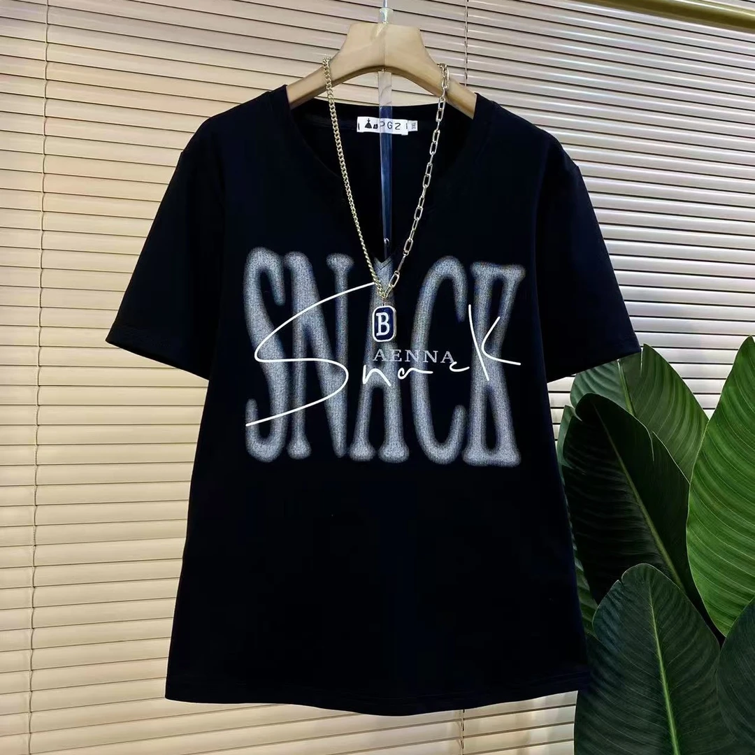 P胖mm欧货时尚新款字母设计款短袖上衣