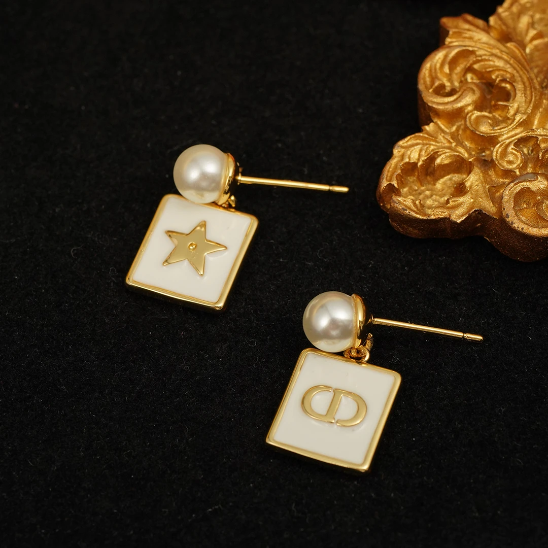 铜合金珐琅耳饰 【3457】LeLe 耳钉 cd 钢琴白珐琅ab款时尚百搭