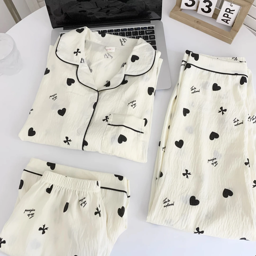 三件套睡衣女夏季可外穿爆款短袖长裤2025新款薄款云朵棉女士夏天