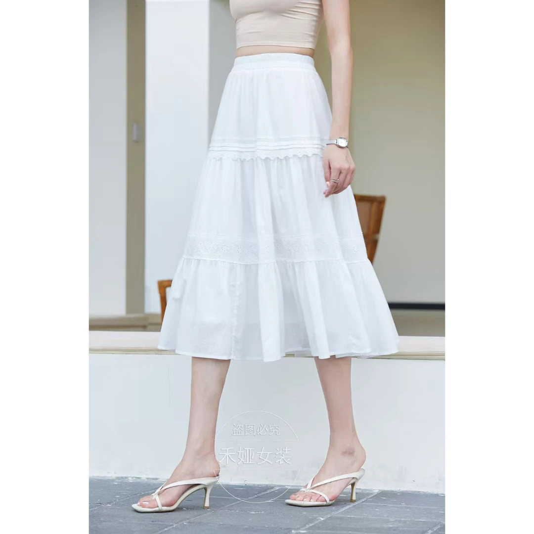 希茜 1963夏季薄款拼接蕾丝花边时尚半身裙