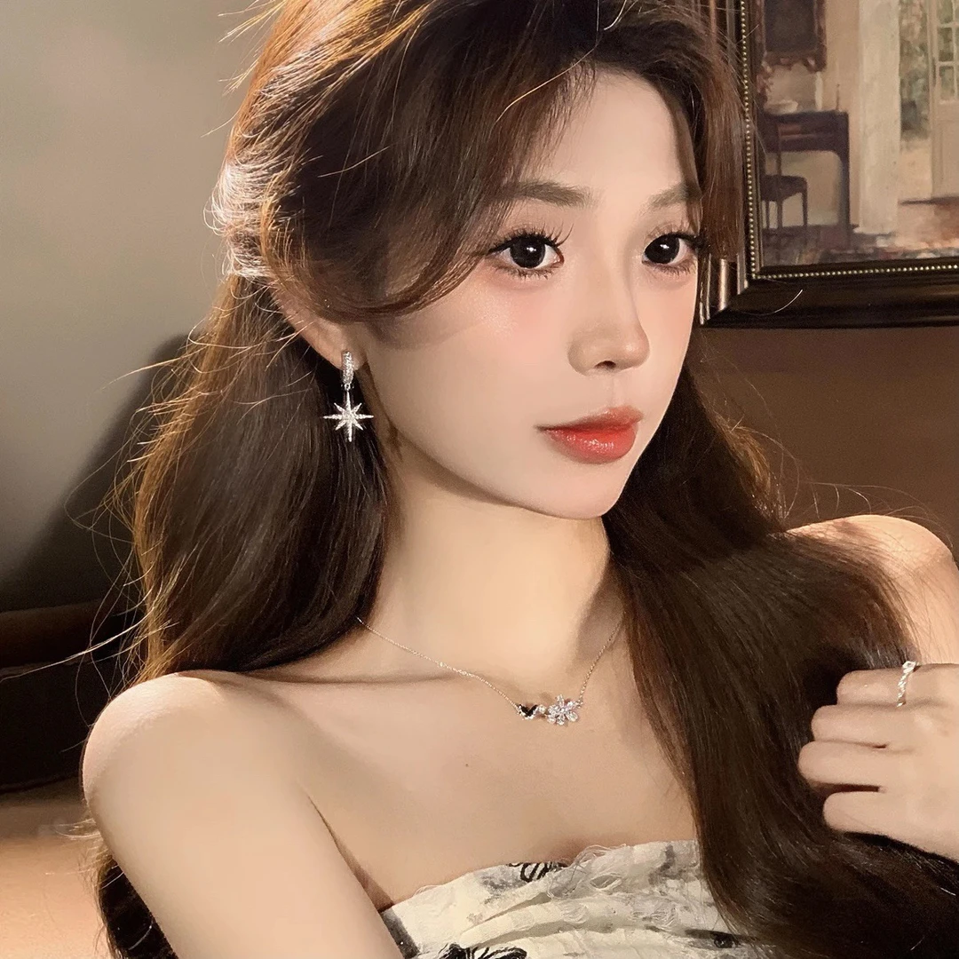 铜合金耳饰 精品/八芒星耳环女简约2025年新款高级感轻奢耳饰百搭